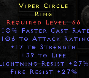 Viper Circle - 10 FCr 10 6 AR 17 Str 39 Life 27 LR 27 FR - Non Ladder