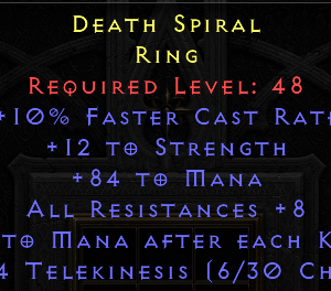 Death Spiral -10 fcr STR Mana All Resist MAEK - Non Ladder
