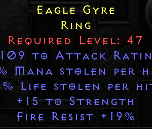 Eagle Gyre - 109 Attack Rating 4 ML 6 LL 15 Strength 19 FR - Non Ladder