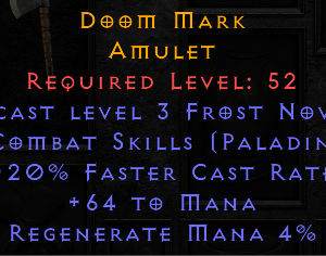 Doom Mark - 2 Paladin Combat 20 FCR 64 Mana - Non Ladder