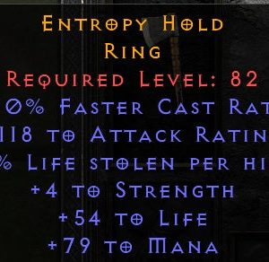 Entropy Hold - 10 FCR 118 AR 4 STR 54 Life 79 Mana - Non Ladder