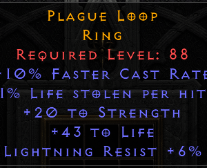 Plague Loop - 10 FCR 20 Strength 43 Life 6 LR - Non Ladder