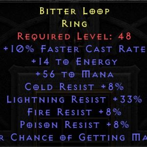 10 FCR 14 Energy 56 mana 8 All Resist 33 Lightning Resist 9% MF - Ladder