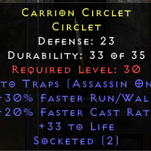 2 Trap 30 Run Walk 20 Faster Cast Rate 33 Life 2 Sockets - Non Ladder