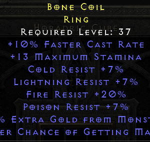 Bone Coil - FCR 7 all Resist 20 Fire Res, 40% EG 15% MF - Non Ladder