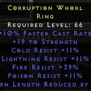Corruption Whorl - 10 FCR 19 Strength 11 All Res 39 Fire Res 25% PLR - Non Ladder