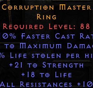 Corruption Master - 10 FCR 21 Strength 18 Life 10 All Resist