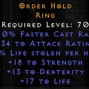 Order Hold - 10 FCR 18 Strength 13 Dex 17 Life - Non Ladder