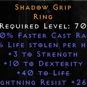 Shadow Grip - 10 FCR 3 Str 10 Dex 40 Life 26 LR - Non Ladder
