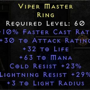 Viper Master - 10 FCR 32 Life 63 Mana 23 CR 29 LR